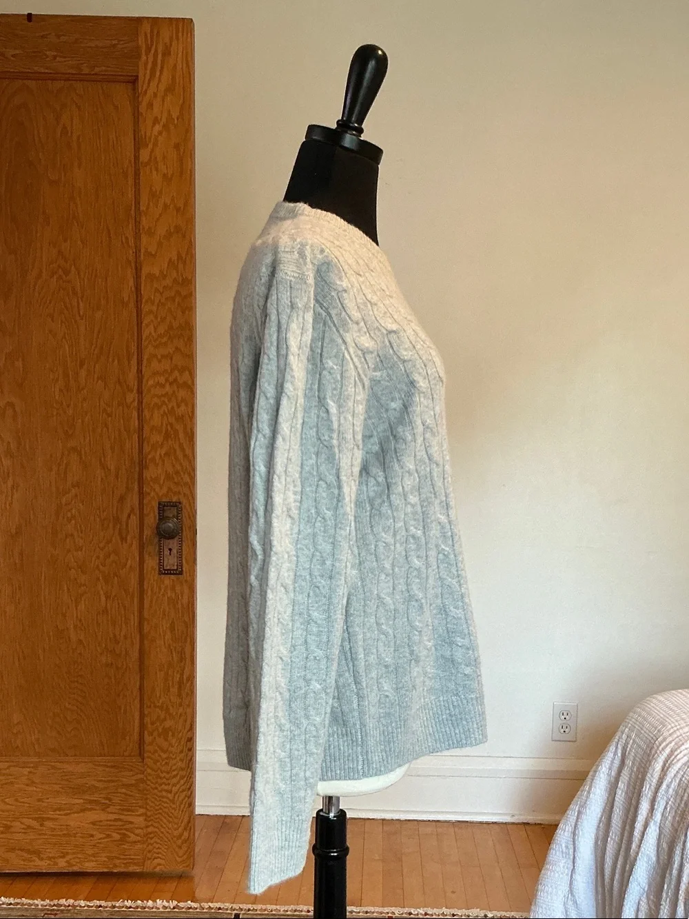J. Crew Light Gray Cable Knit Crewneck Sweater - Men's